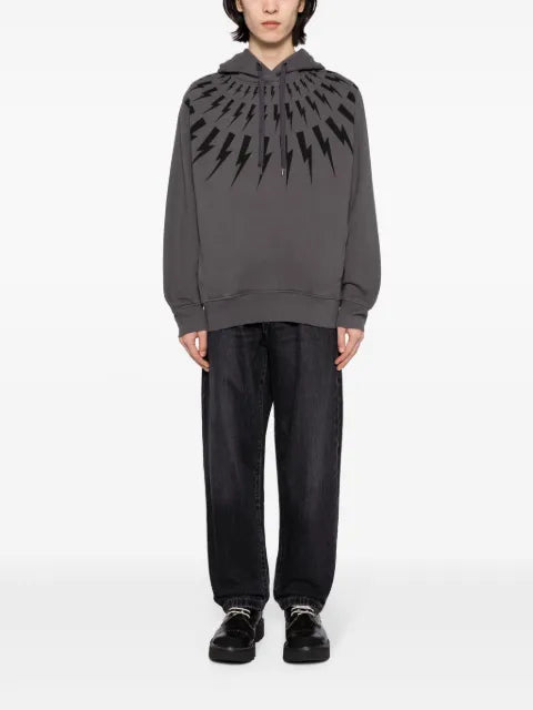 Neil Barrett Thunderbolt-print cotton hoodie
