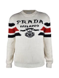 Prada logo striped cashmere sweater