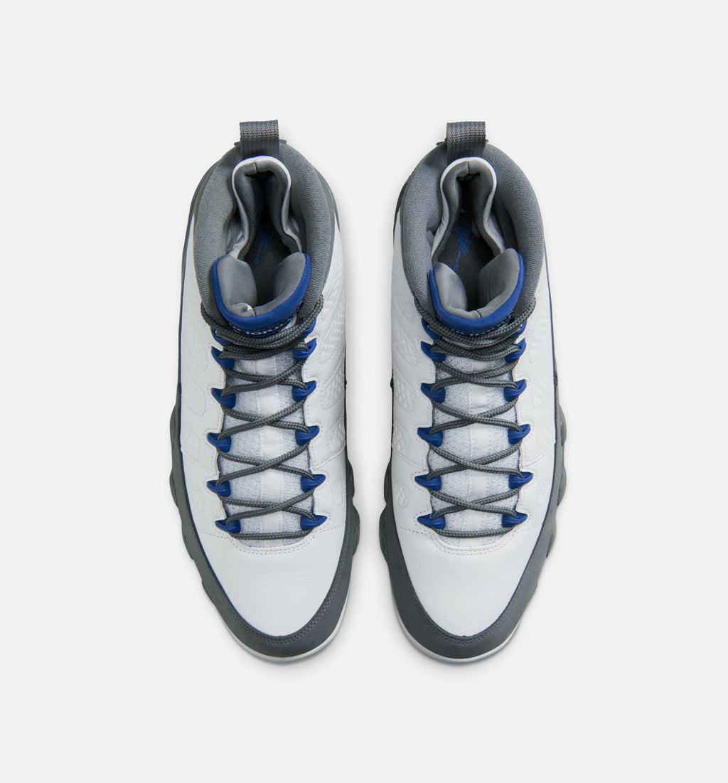 Air Jordan 9 Retro Flint Grey and French Blue Men's Sneakers - White/French Blue/Flint Grey