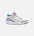 Air Jordan 3 Retro Grade School Lifestyle Shoe - White/Cobalt Blue/Court Grey/Pink Glow