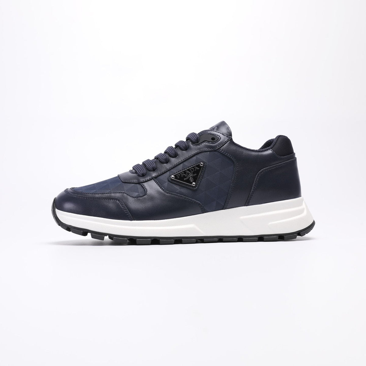 Prada Men's Navy Textured Low-Top Sneakers