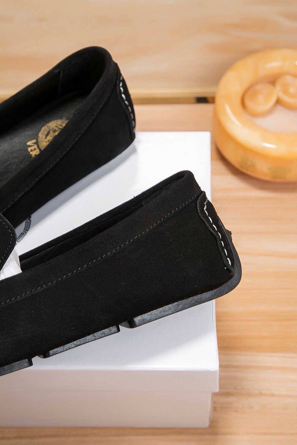 Versace Men's Gold-Embroidered Loafers