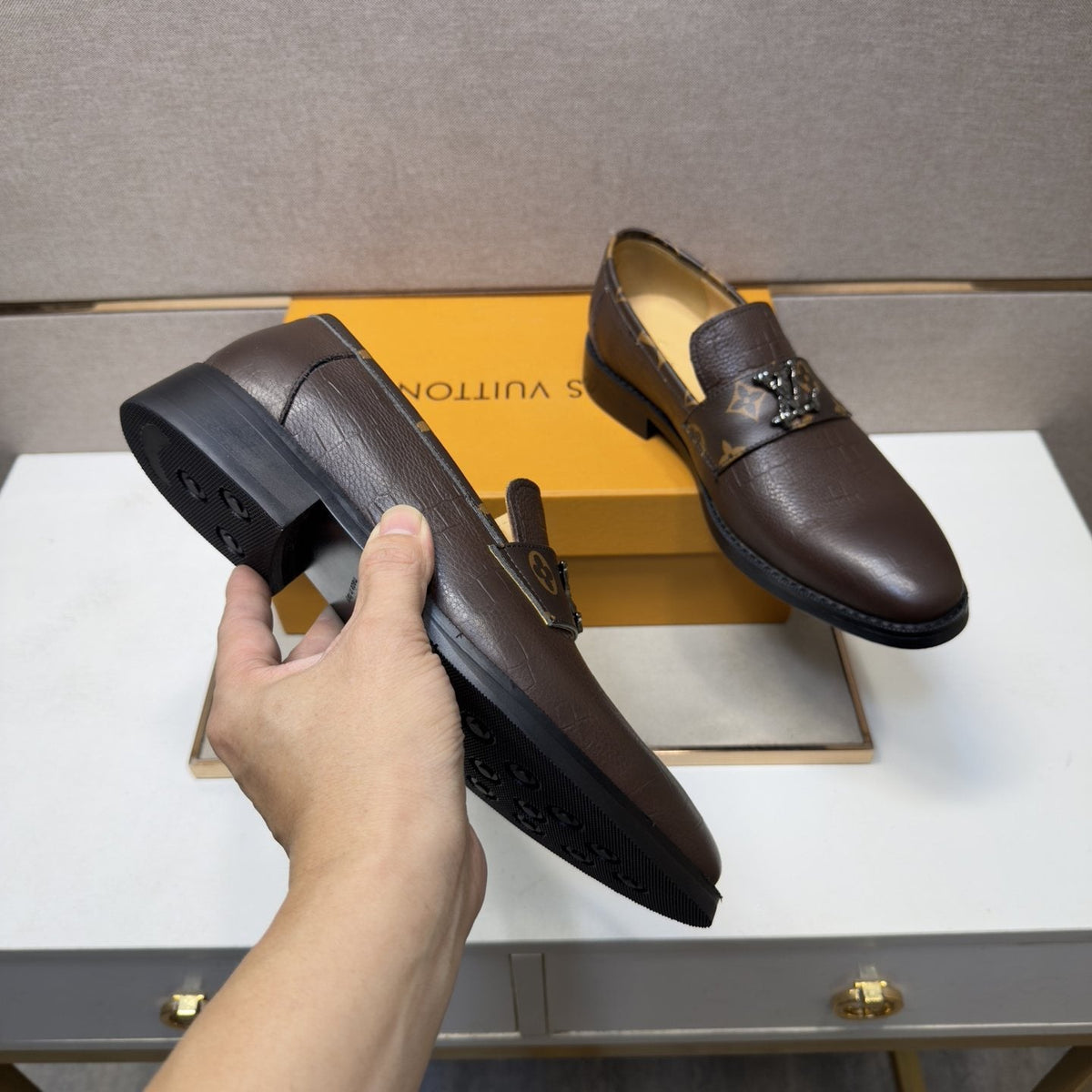Louis Vuitton Men's Patterned-Strap Loafers