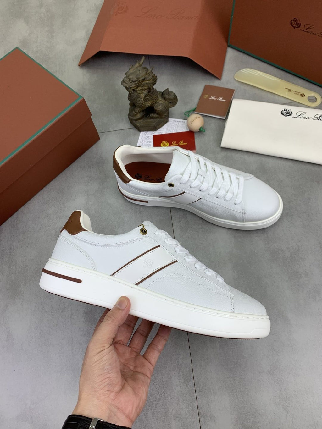 Loro Piana Contrast-Trim Low-Top Sneakers