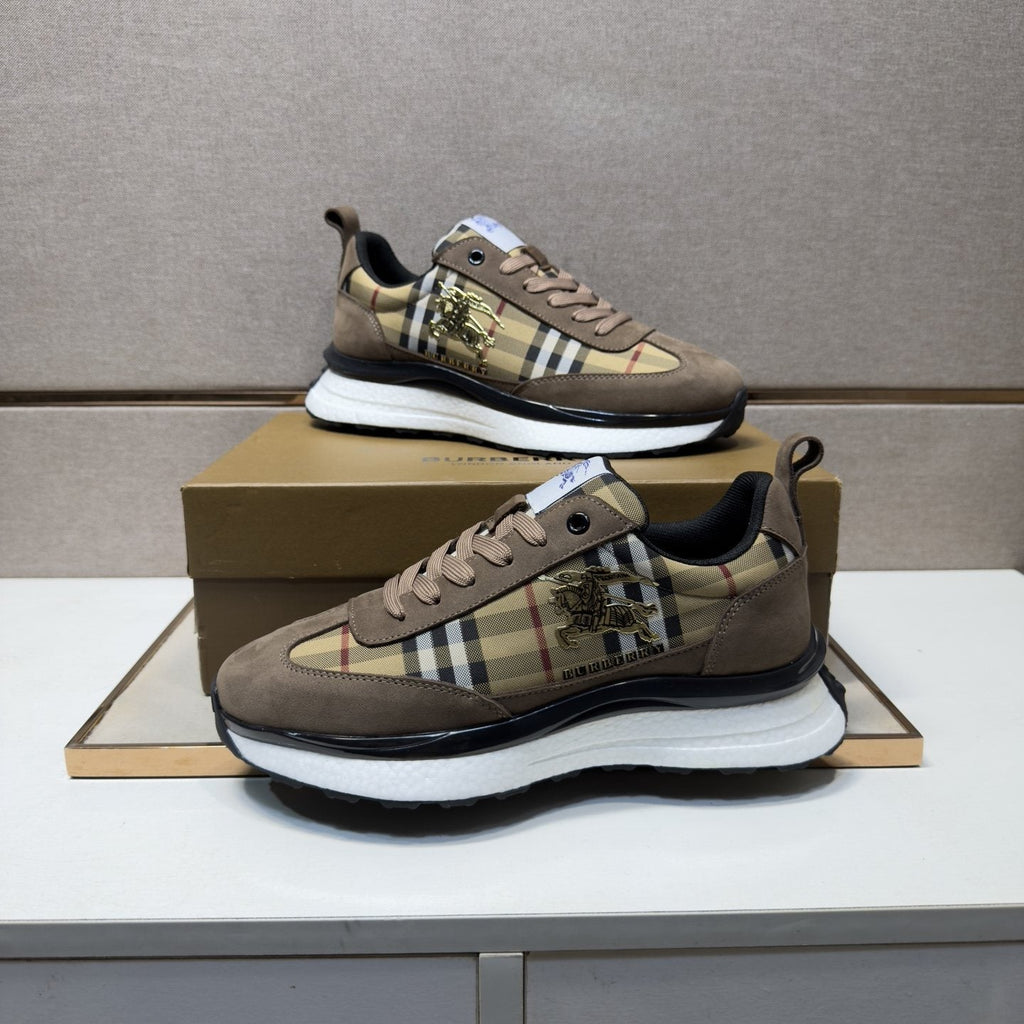 Burberry Men's Plaid Panel Sneakers - Padded Collar